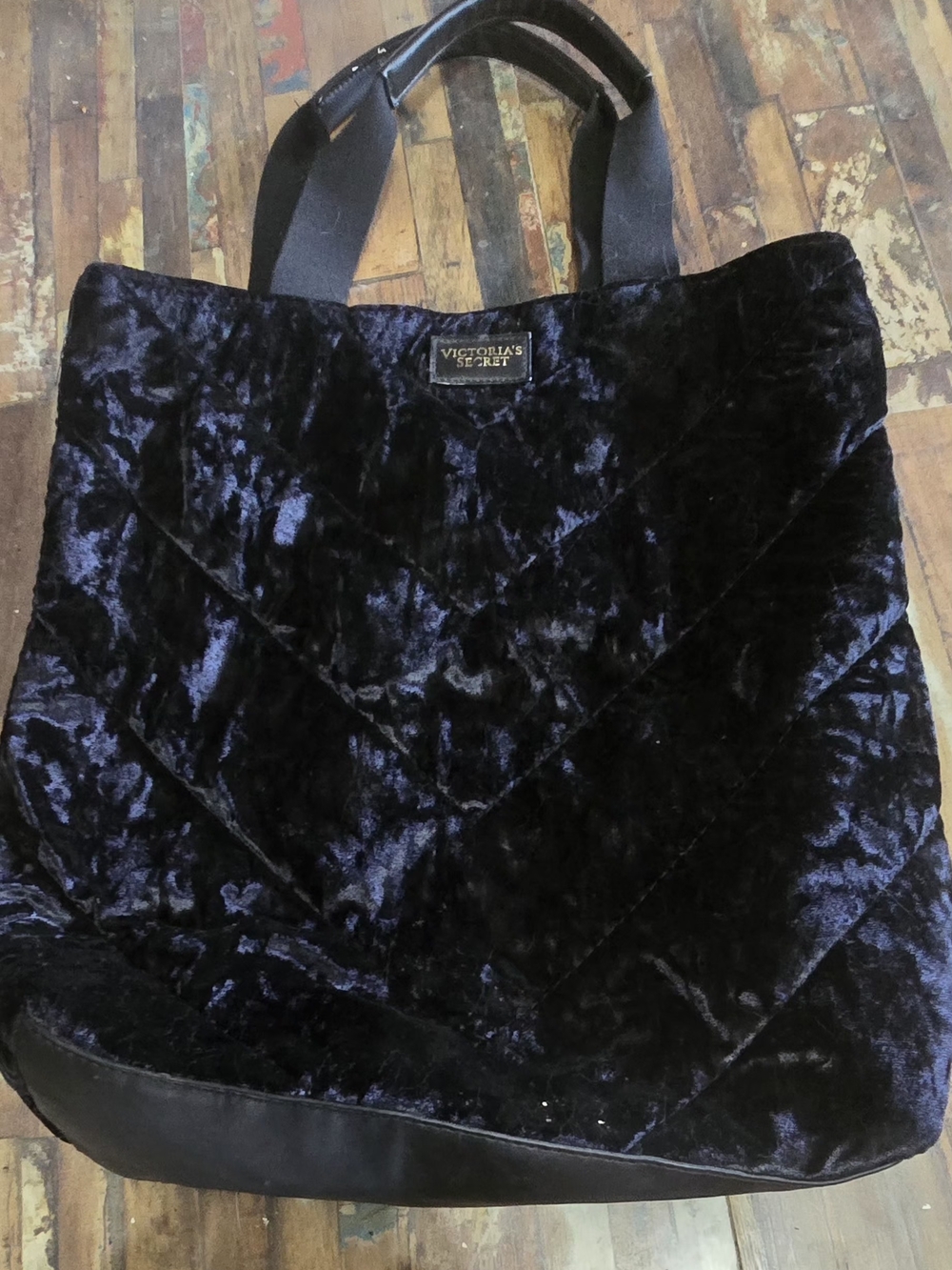 Victoria's Secret Black Velvet Tote Bag